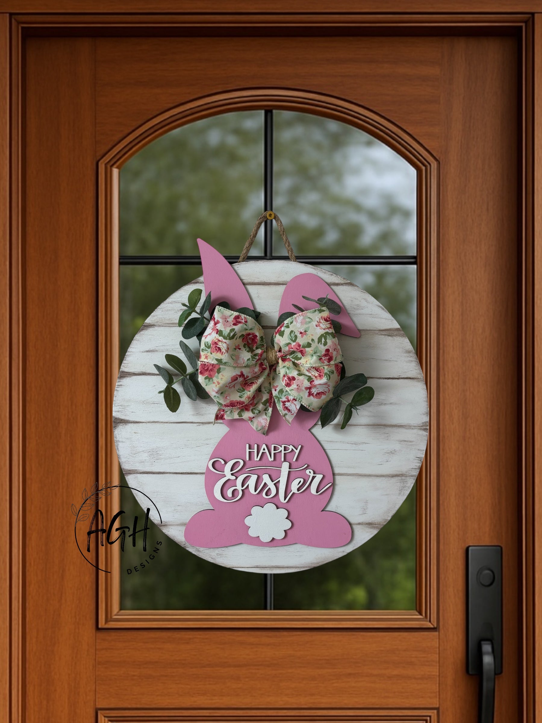 Hippity Hop Pink Bunny Door Sign