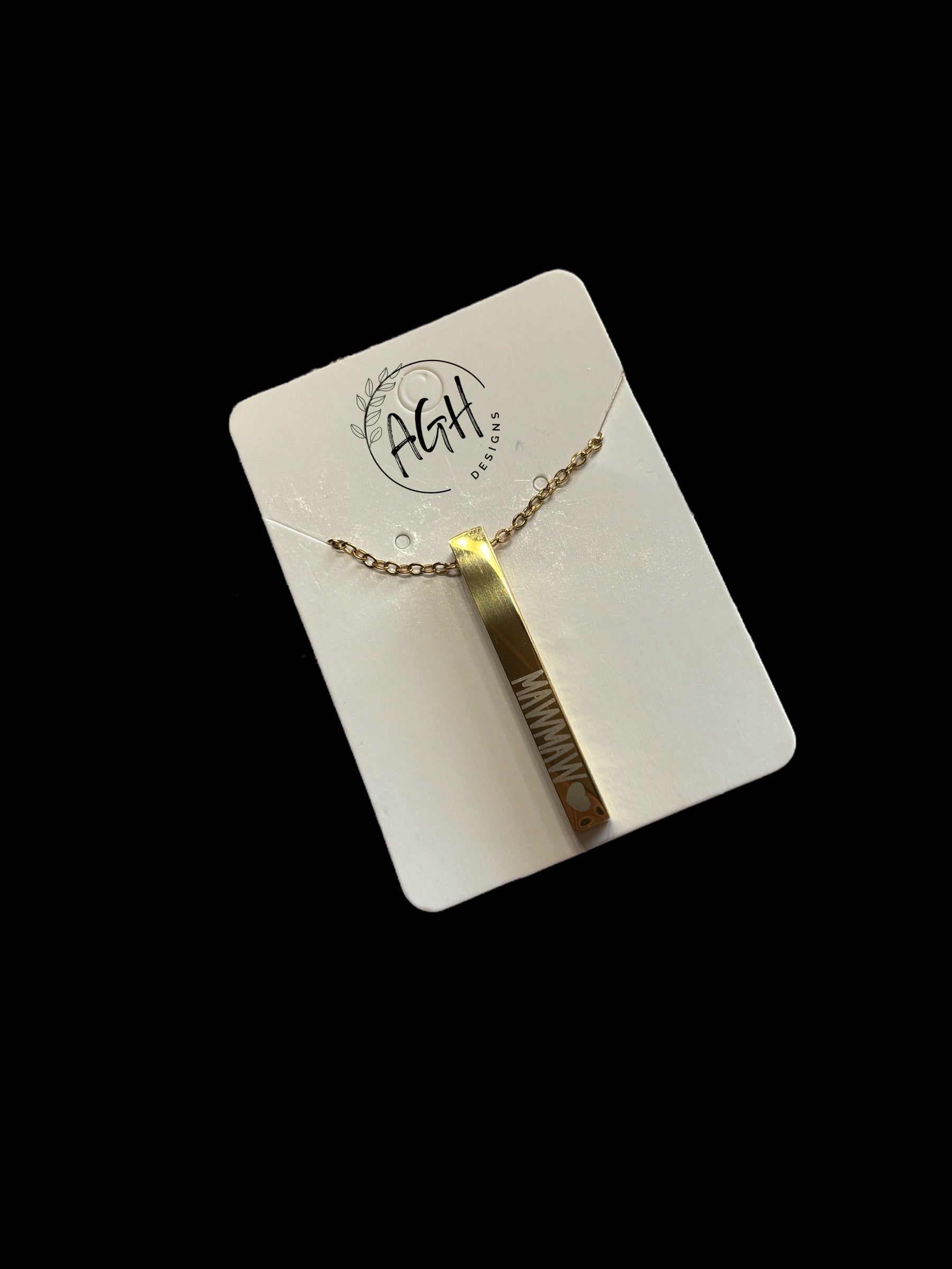 Gold Stainless Steel Bar Necklace